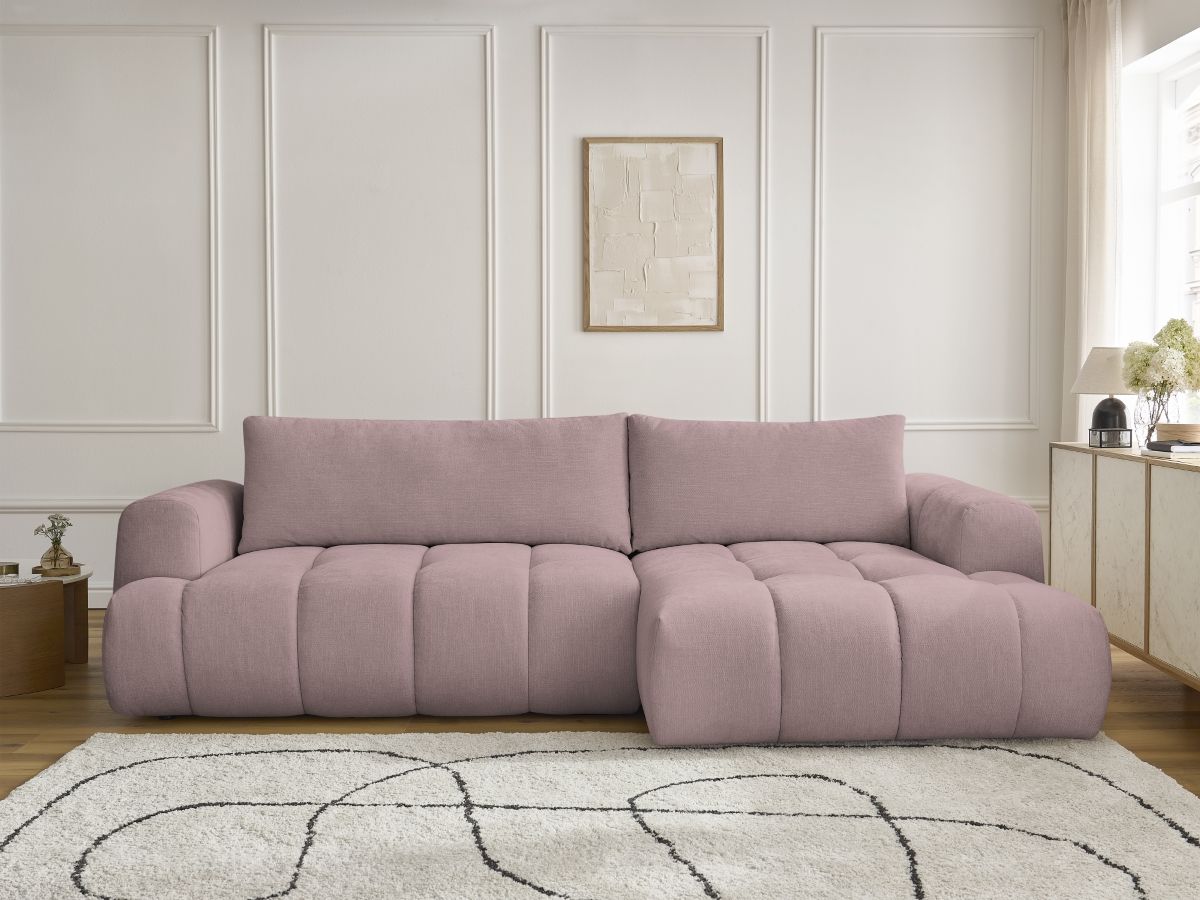 Canapé d'angle convertible FUJI tissu lisse