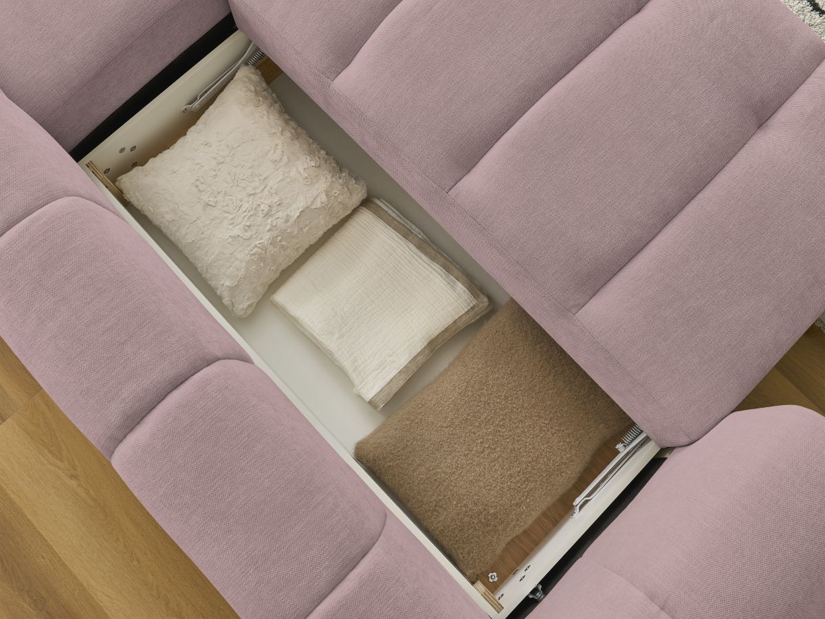 Canapé d'angle convertible FUJI tissu lisse