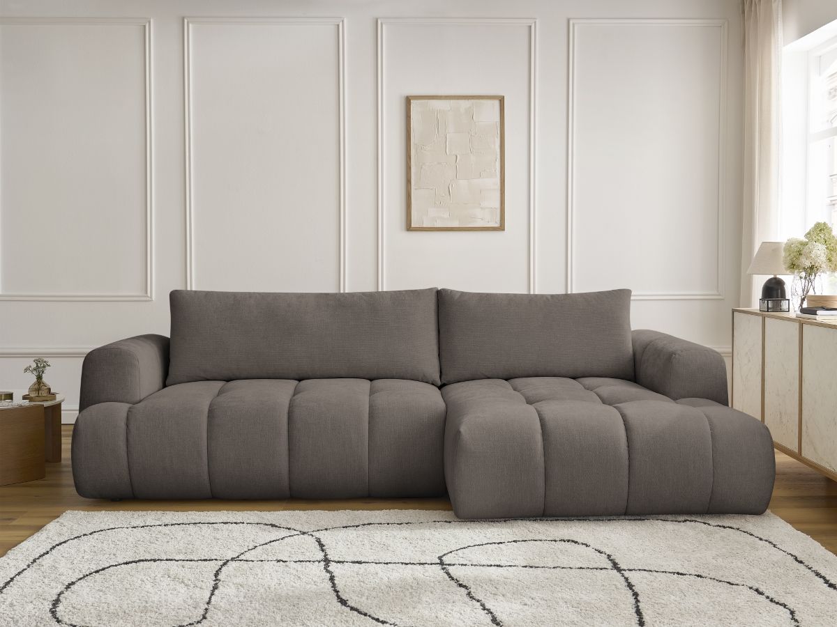 Canapé d'angle convertible FUJI tissu lisse