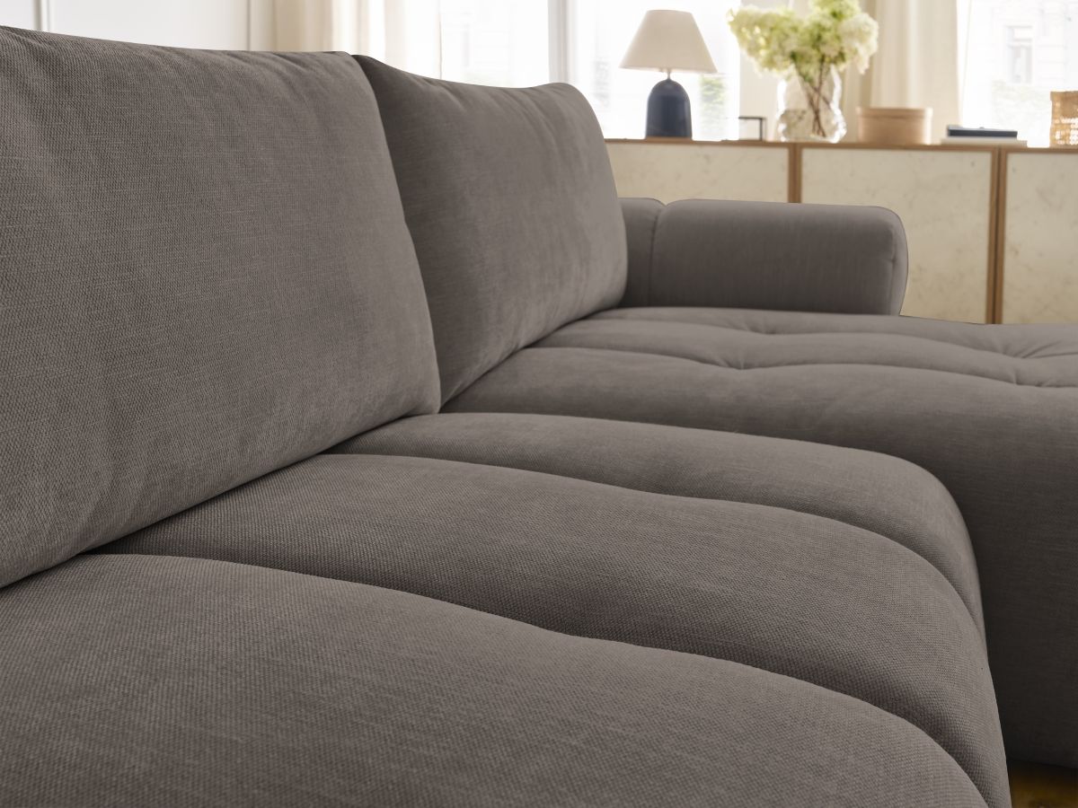 Canapé d'angle convertible FUJI tissu lisse