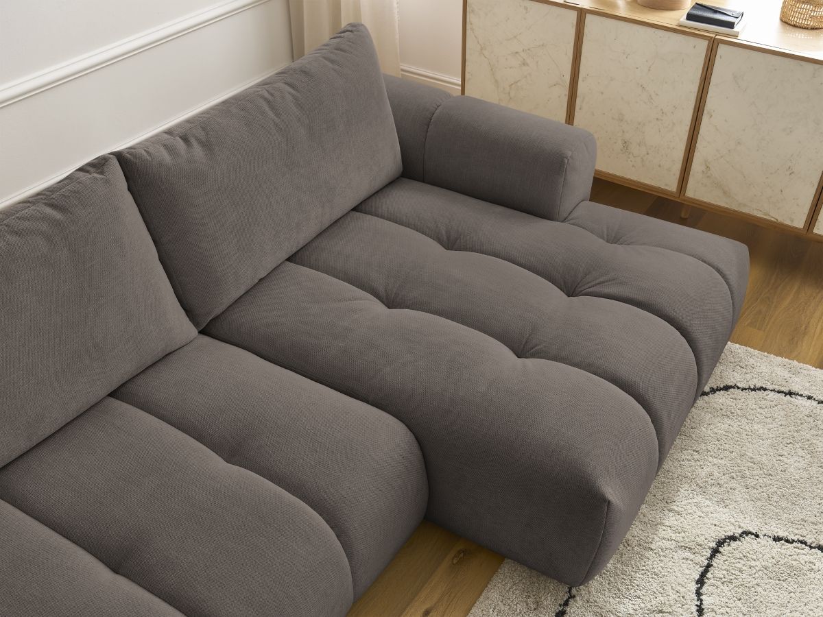 Canapé d'angle convertible FUJI tissu lisse