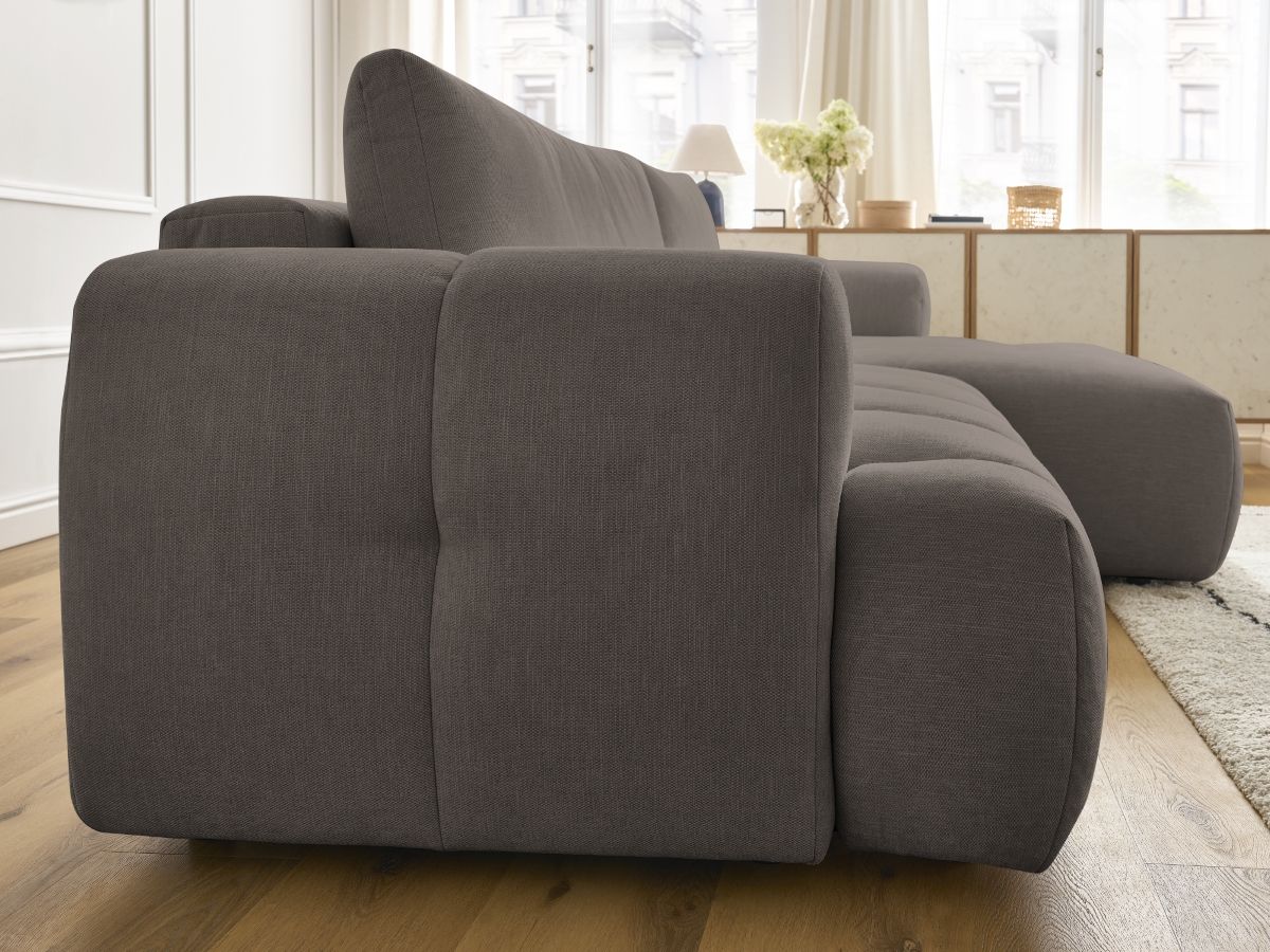 Canapé d'angle convertible FUJI tissu lisse