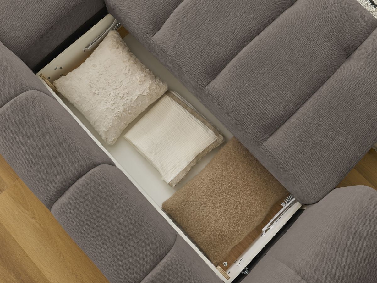 Canapé d'angle convertible FUJI tissu lisse