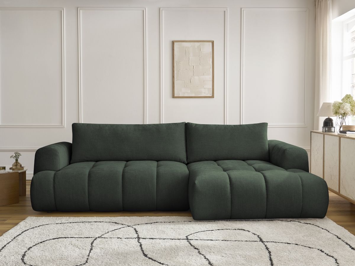 Canapé d'angle convertible FUJI tissu lisse