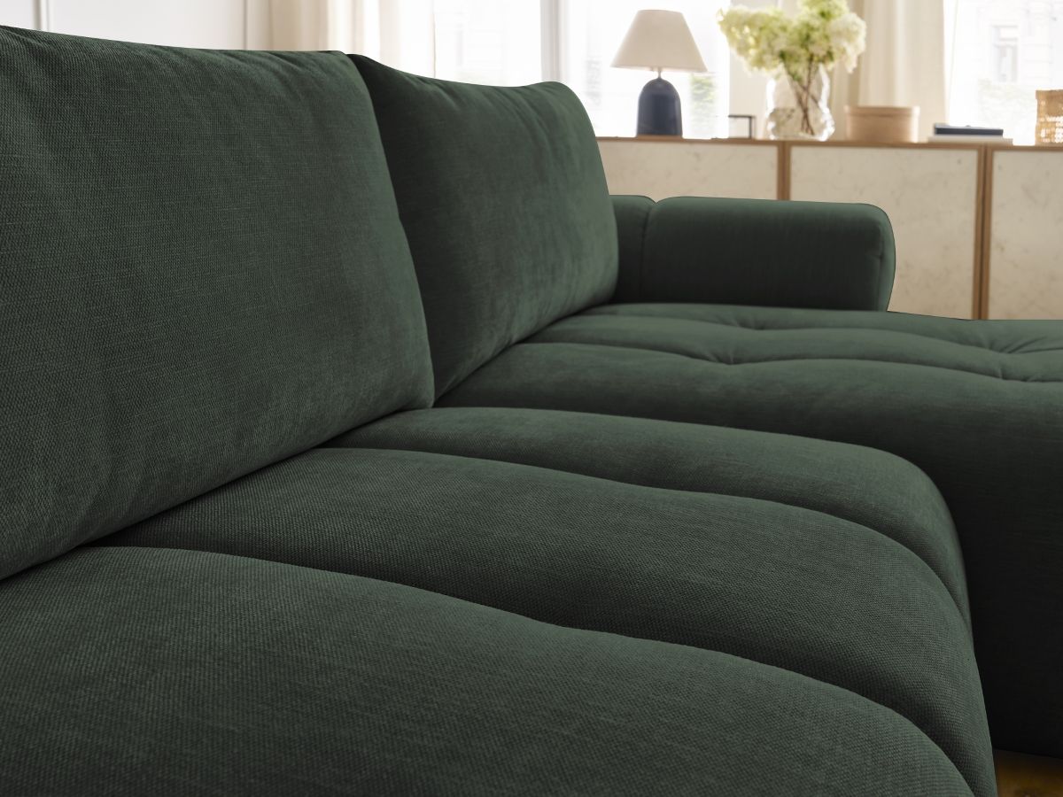 Canapé d'angle convertible FUJI tissu lisse