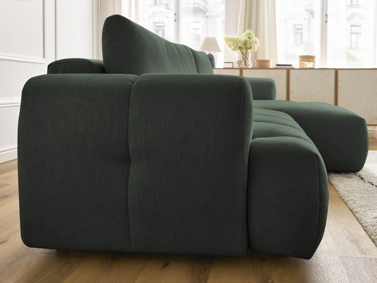 Canapé d'angle convertible FUJI tissu lisse