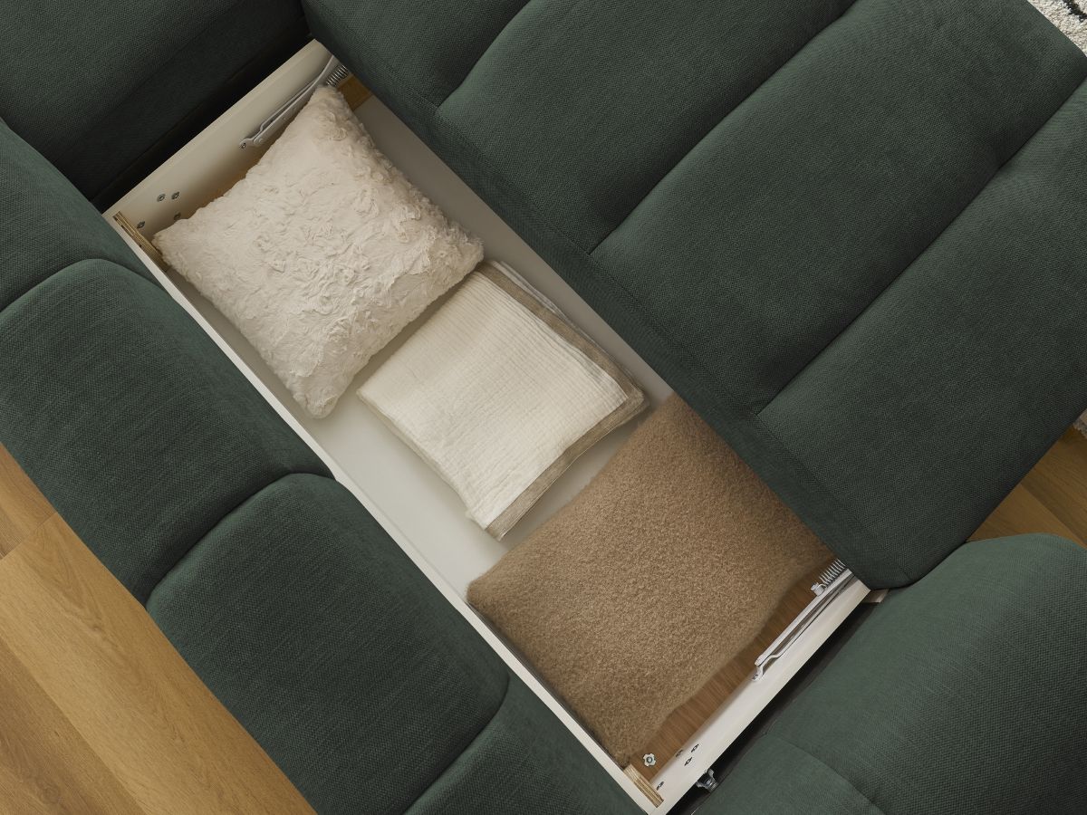 Canapé d'angle convertible FUJI tissu lisse