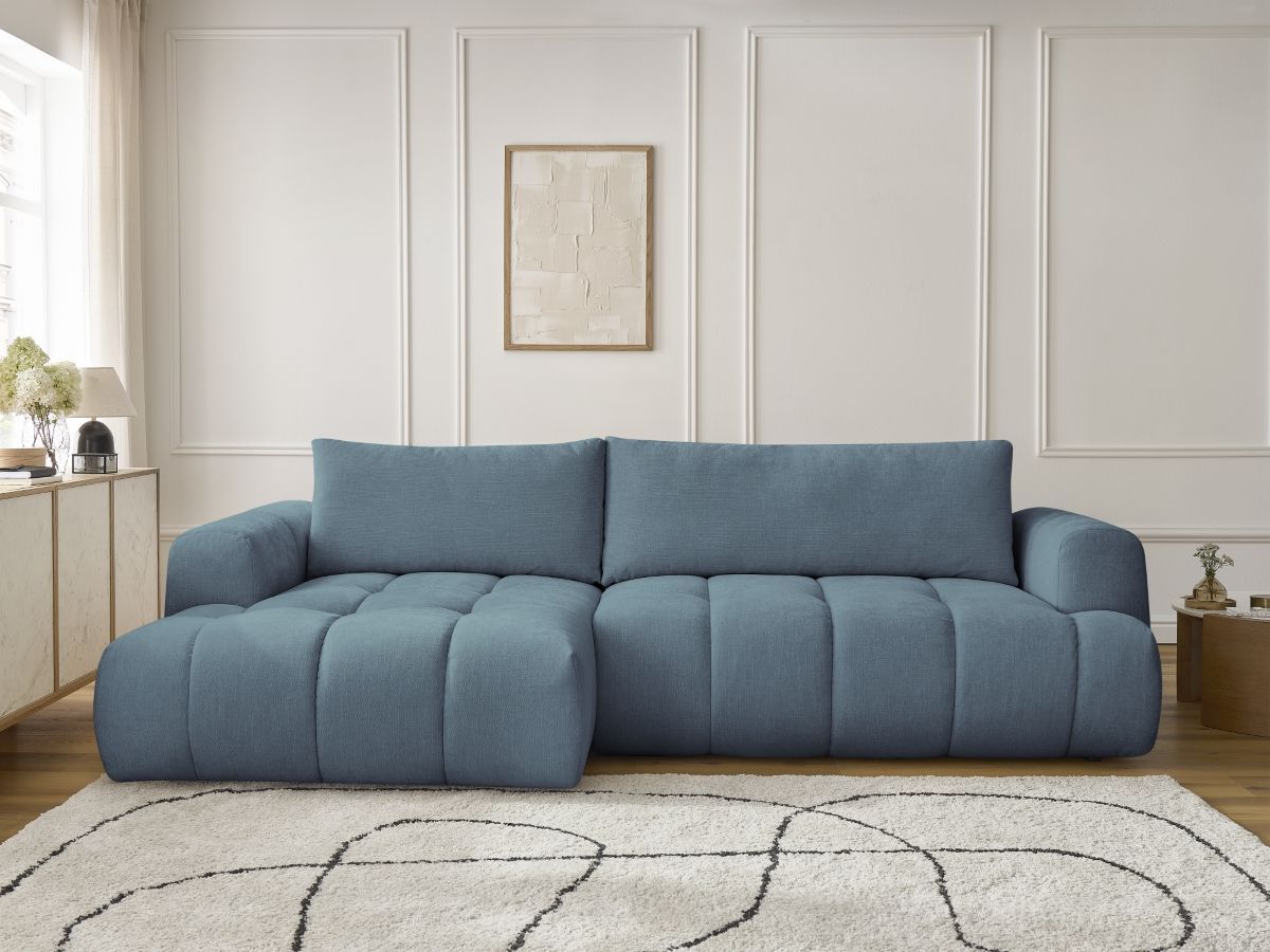 Canapé d'angle convertible FUJI tissu lisse