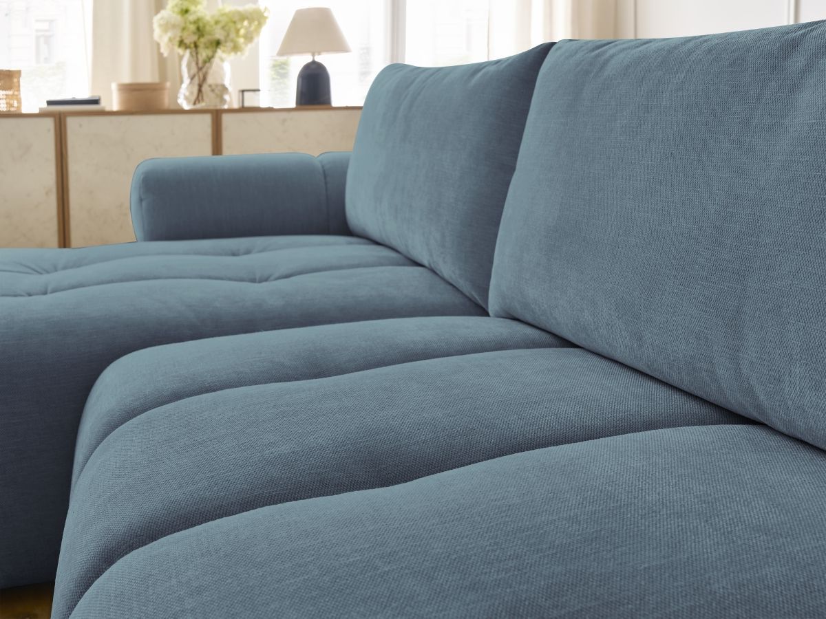 Canapé d'angle convertible FUJI tissu lisse