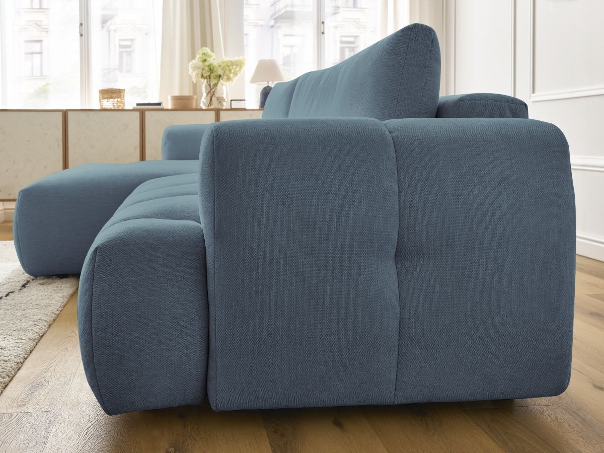 Canapé d'angle convertible FUJI tissu lisse