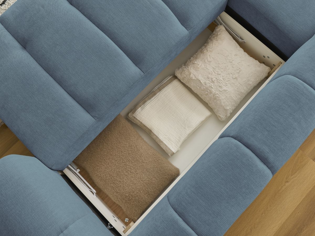 Canapé d'angle convertible FUJI tissu lisse