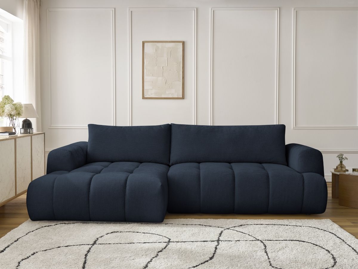 Canapé d'angle convertible FUJI tissu lisse
