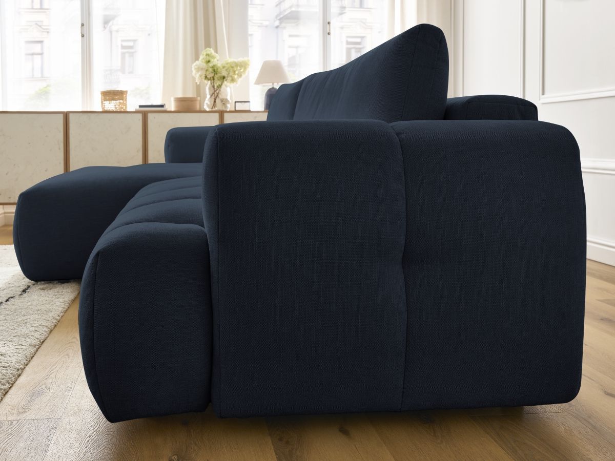 Canapé d'angle convertible FUJI tissu lisse