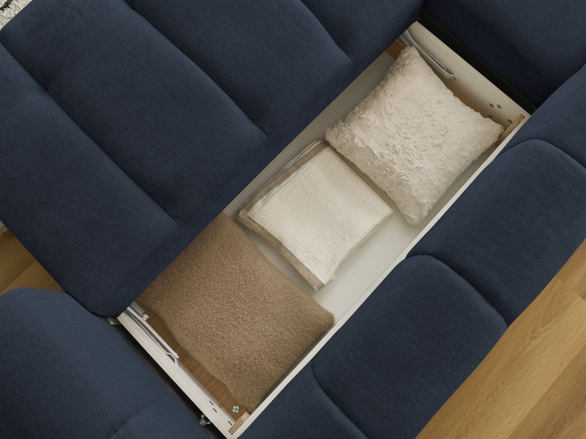 Canapé d'angle convertible FUJI tissu lisse