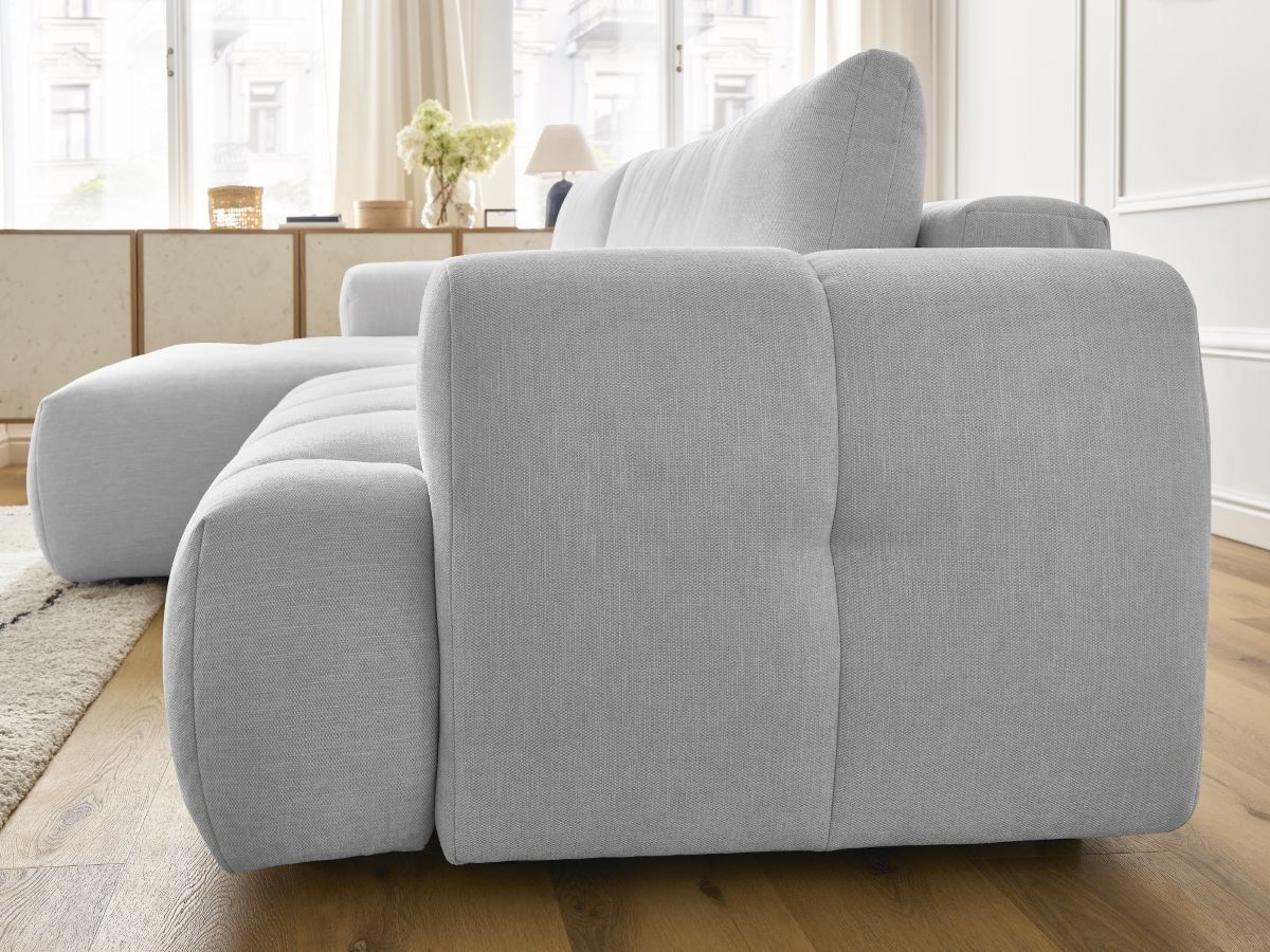 Canapé d'angle convertible FUJI tissu lisse