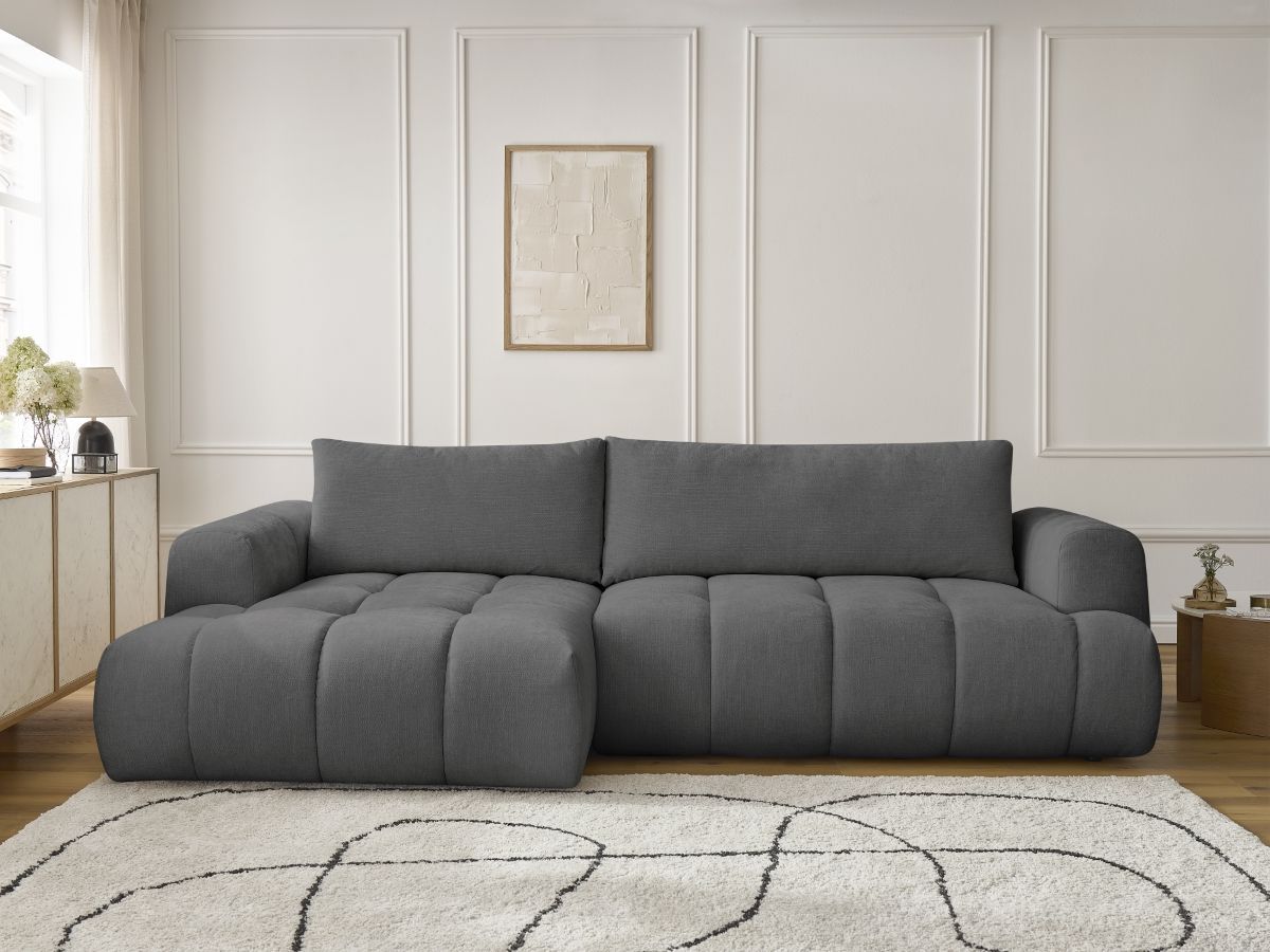 Canapé d'angle convertible FUJI tissu lisse