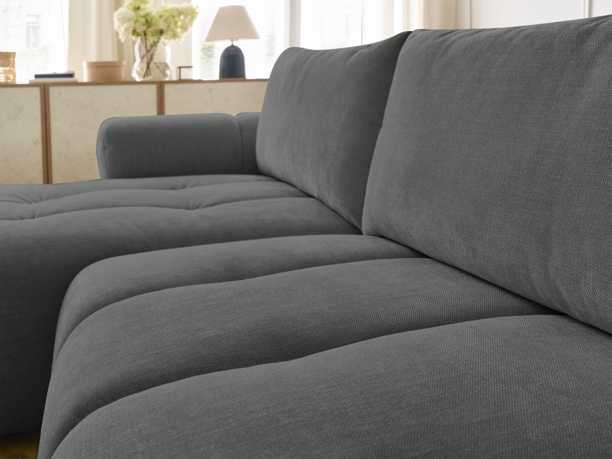 Canapé d'angle convertible FUJI tissu lisse