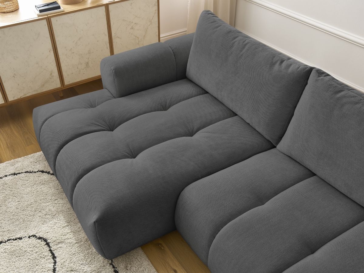 Canapé d'angle convertible FUJI tissu lisse