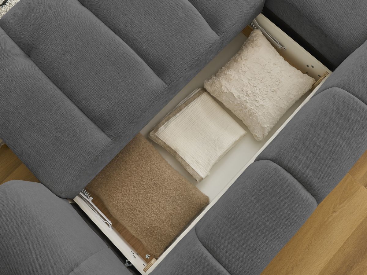 Canapé d'angle convertible FUJI tissu lisse