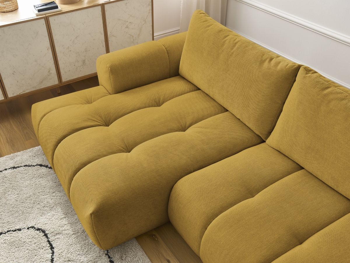 Canapé d'angle convertible FUJI tissu lisse