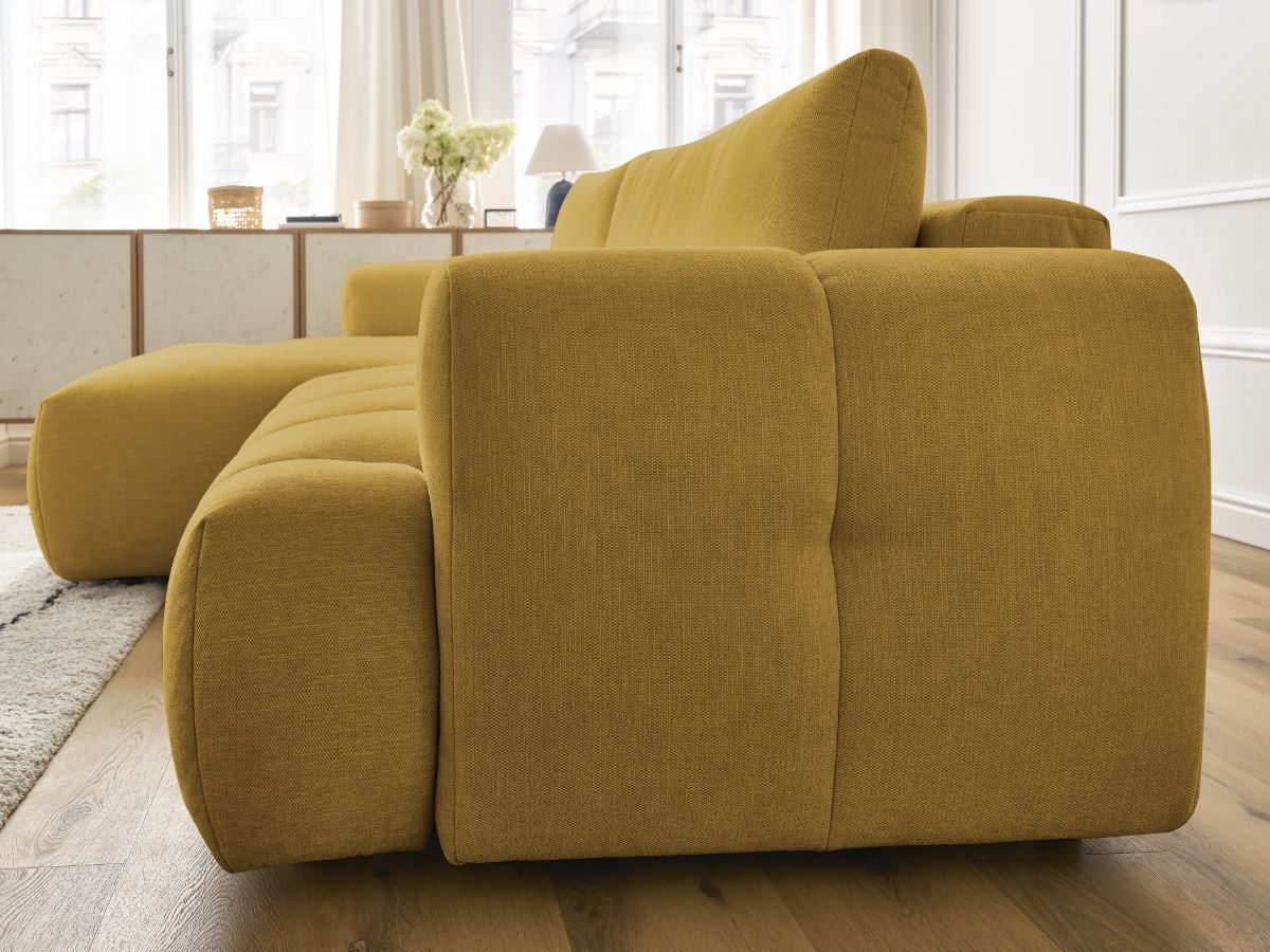 Canapé d'angle convertible FUJI tissu lisse