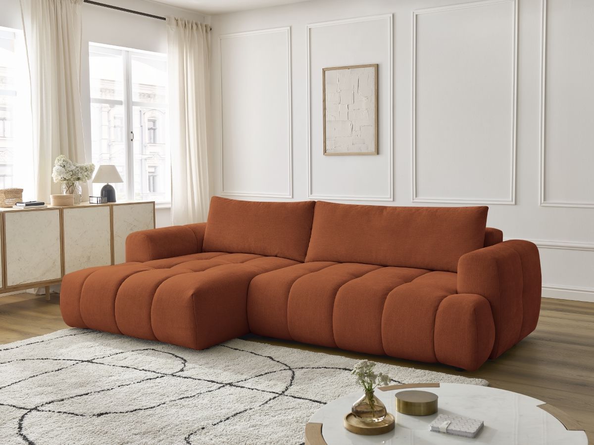 Canapé d'angle convertible FUJI tissu lisse