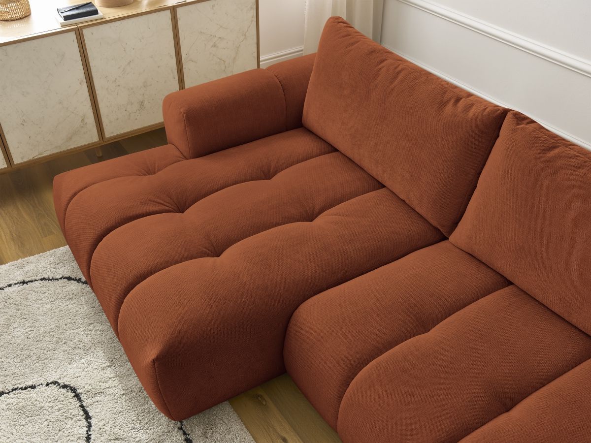 Canapé d'angle convertible FUJI tissu lisse