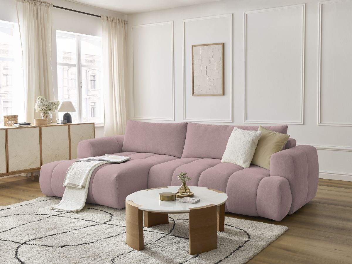 Canapé d'angle convertible FUJI tissu lisse