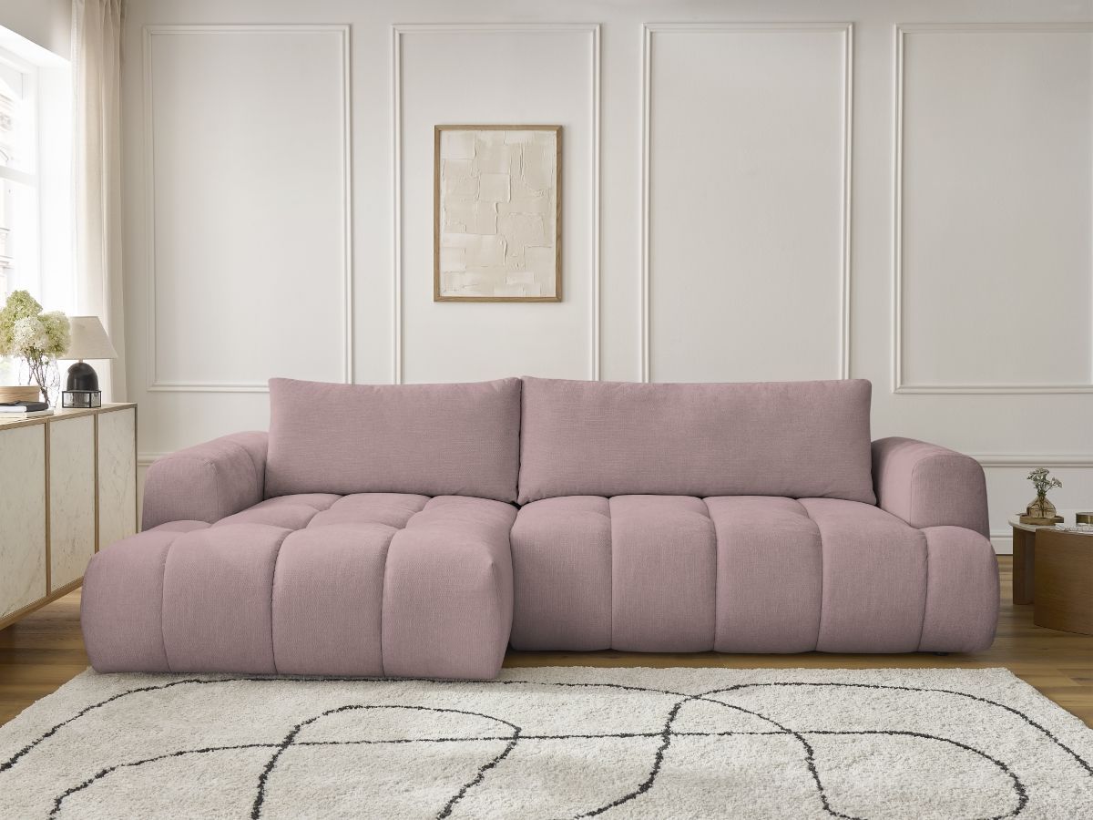 Canapé d'angle convertible FUJI tissu lisse