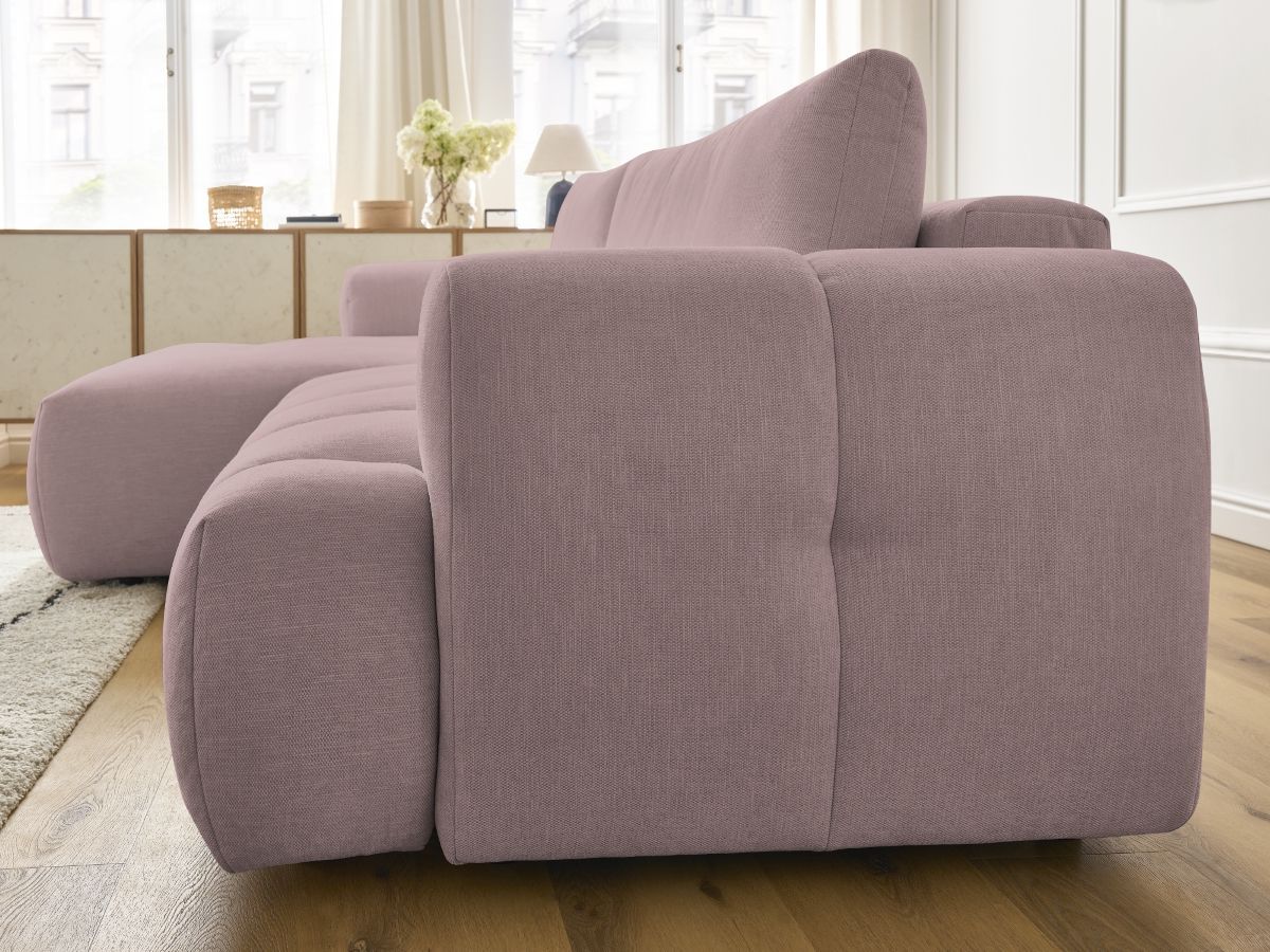Canapé d'angle convertible FUJI tissu lisse