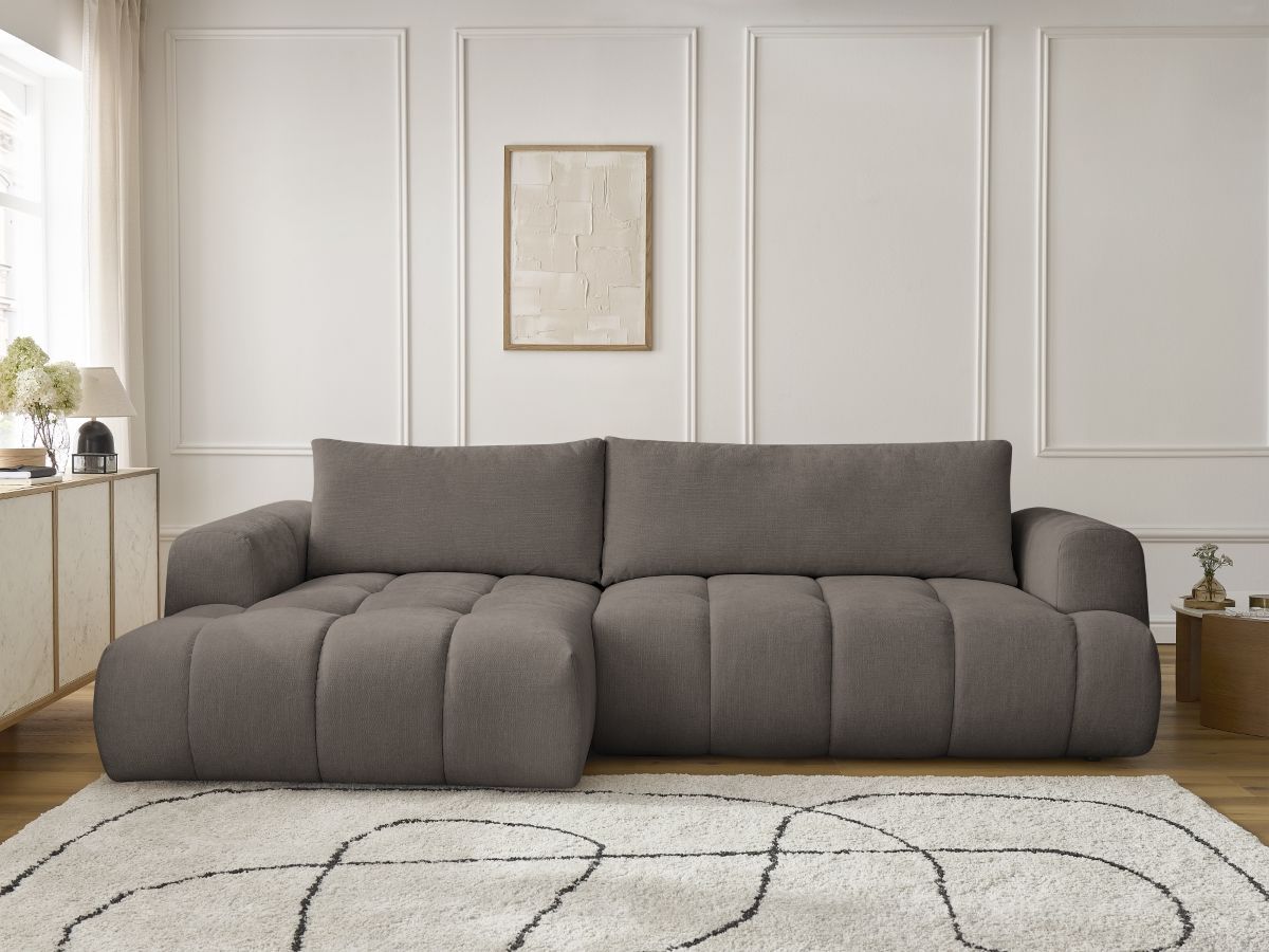 Canapé d'angle convertible FUJI tissu lisse
