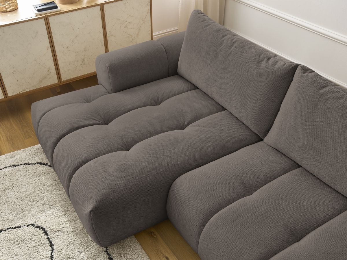 Canapé d'angle convertible FUJI tissu lisse