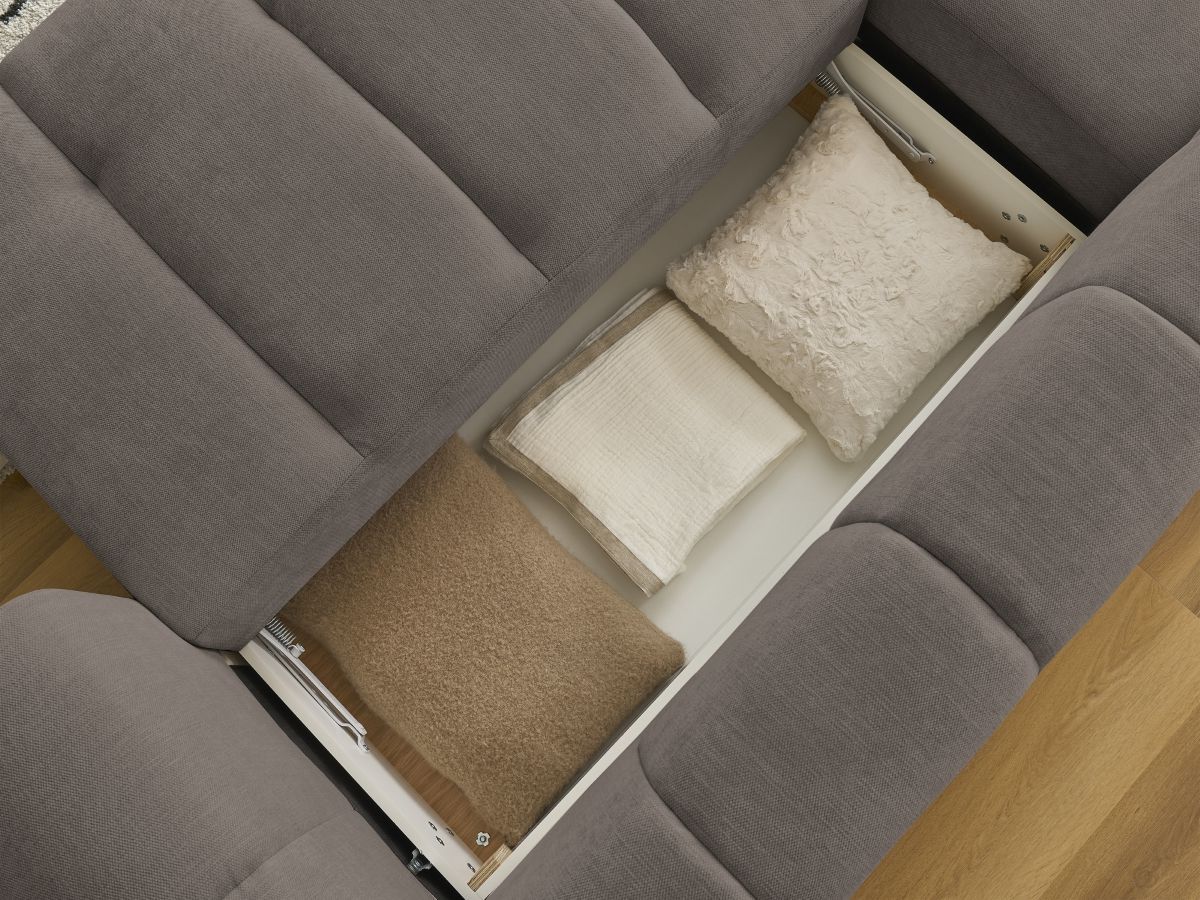 Canapé d'angle convertible FUJI tissu lisse