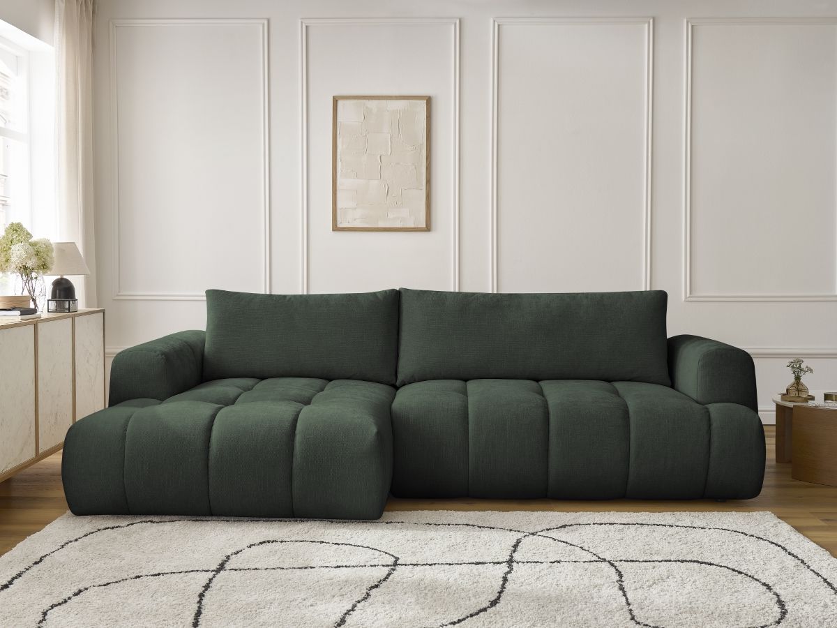 Canapé d'angle convertible FUJI tissu lisse