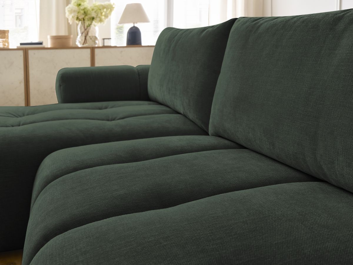Canapé d'angle convertible FUJI tissu lisse