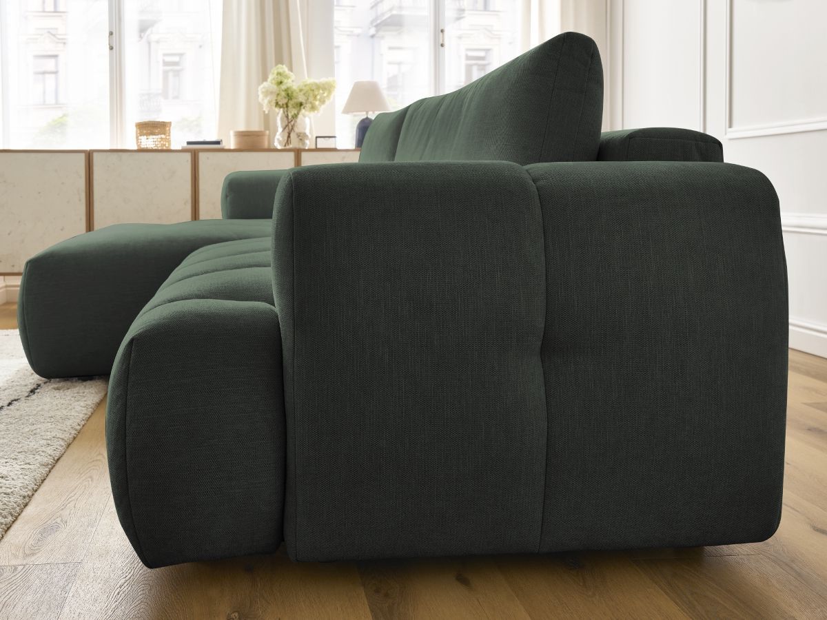Canapé d'angle convertible FUJI tissu lisse