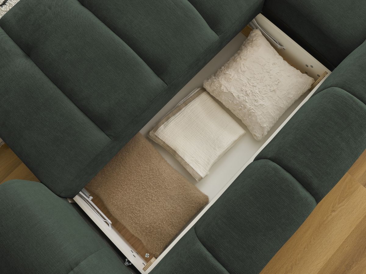 Canapé d'angle convertible FUJI tissu lisse
