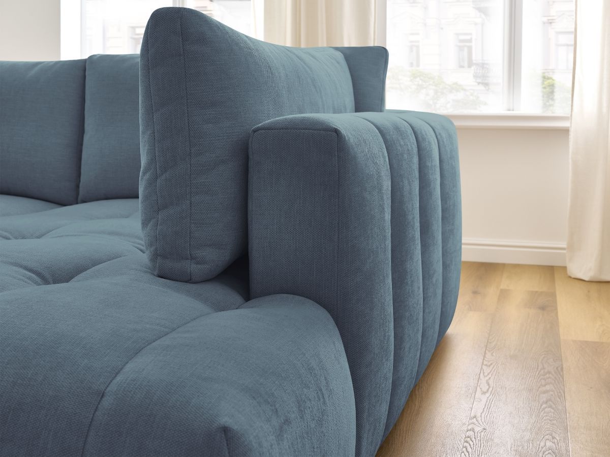 Canapé d'angle L convertible FUJI tissu lisse