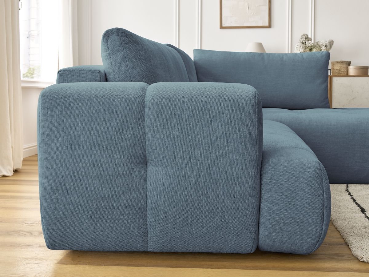 Canapé d'angle L convertible FUJI tissu lisse