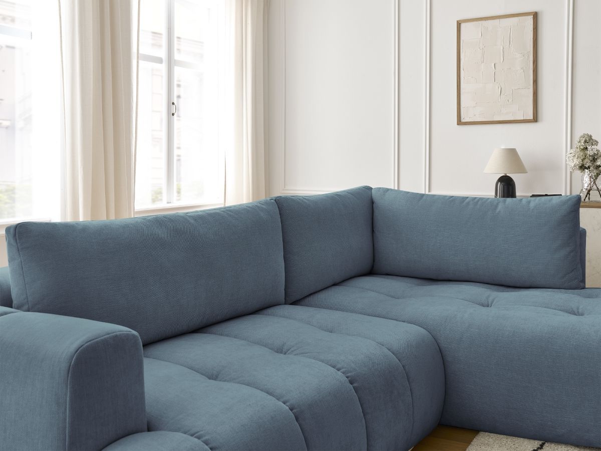 Canapé d'angle L convertible FUJI tissu lisse