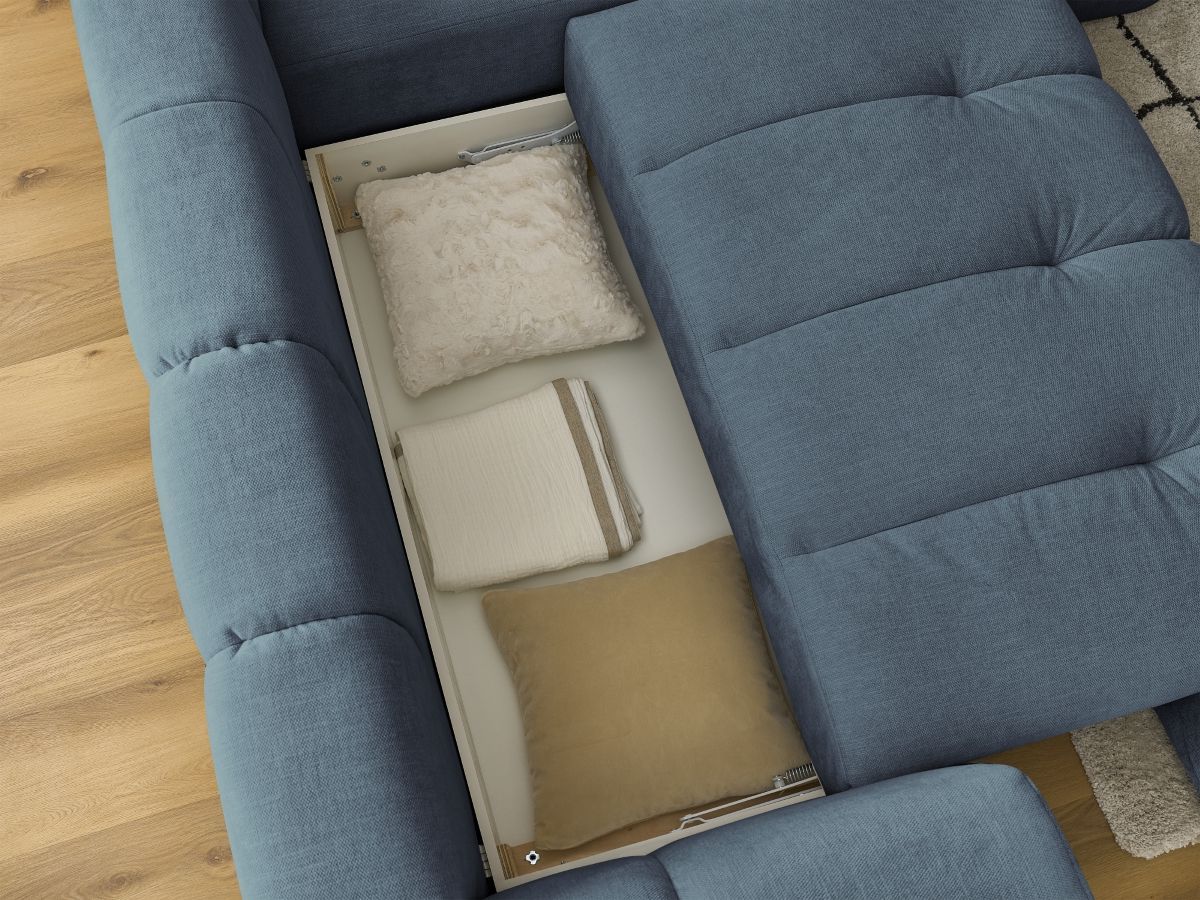 Canapé d'angle L convertible FUJI tissu lisse