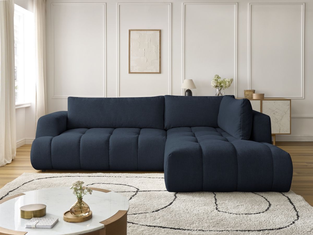 Canapé d'angle L convertible FUJI lisse bleu foncé — vue 5