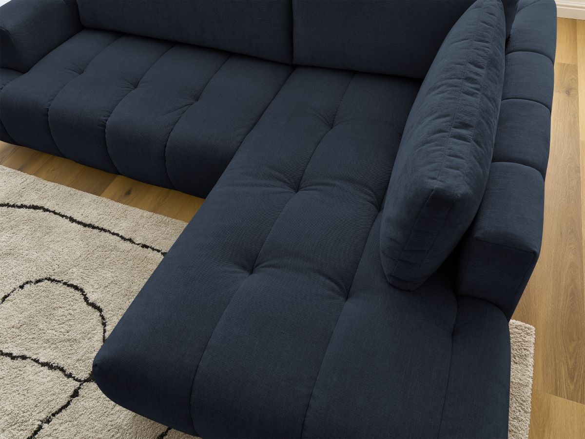 Canapé d'angle L convertible FUJI tissu lisse