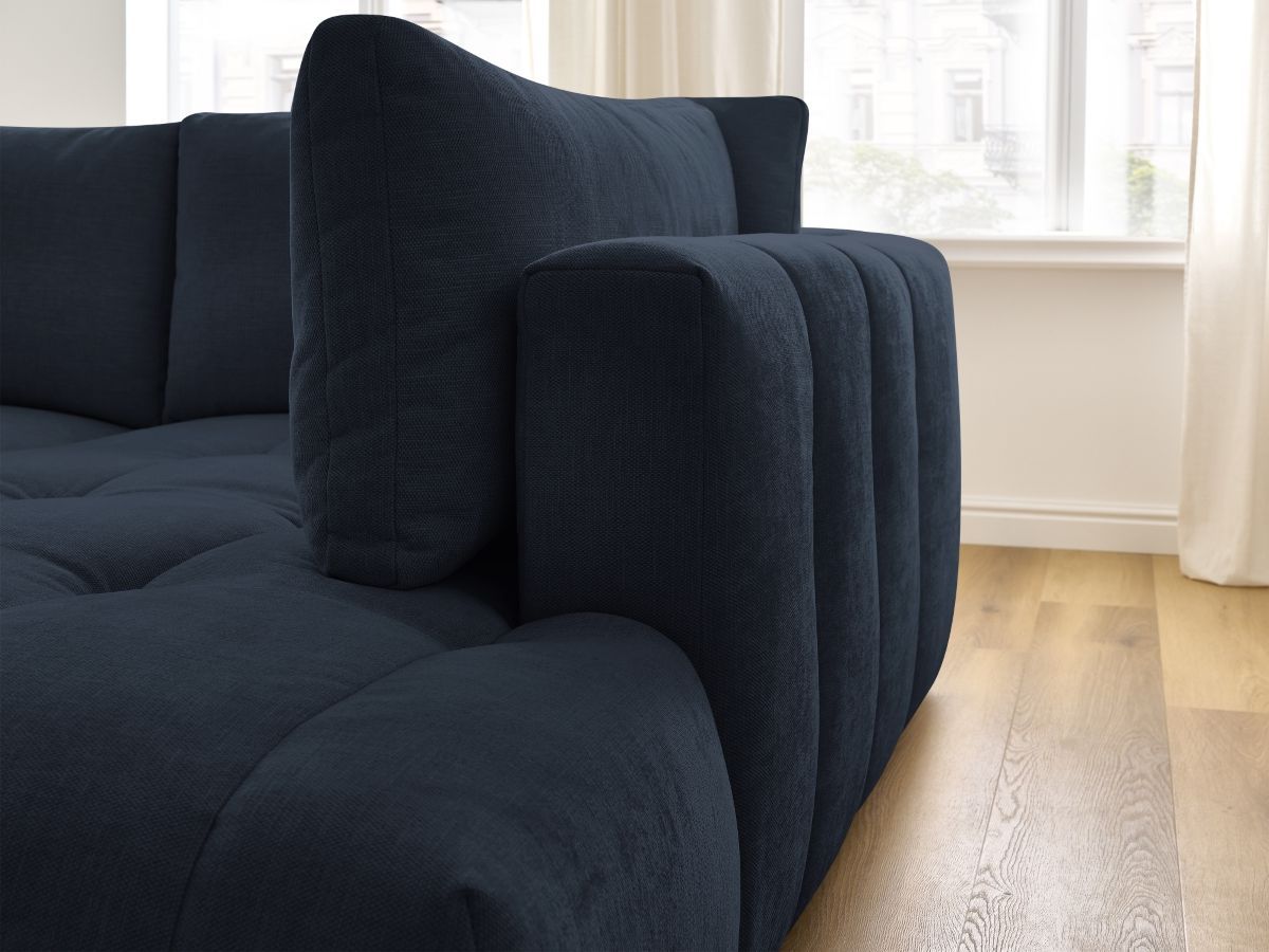 Canapé d'angle L convertible FUJI tissu lisse