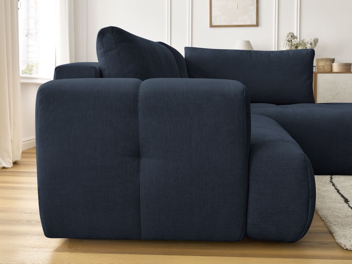Canapé d'angle L convertible FUJI tissu lisse
