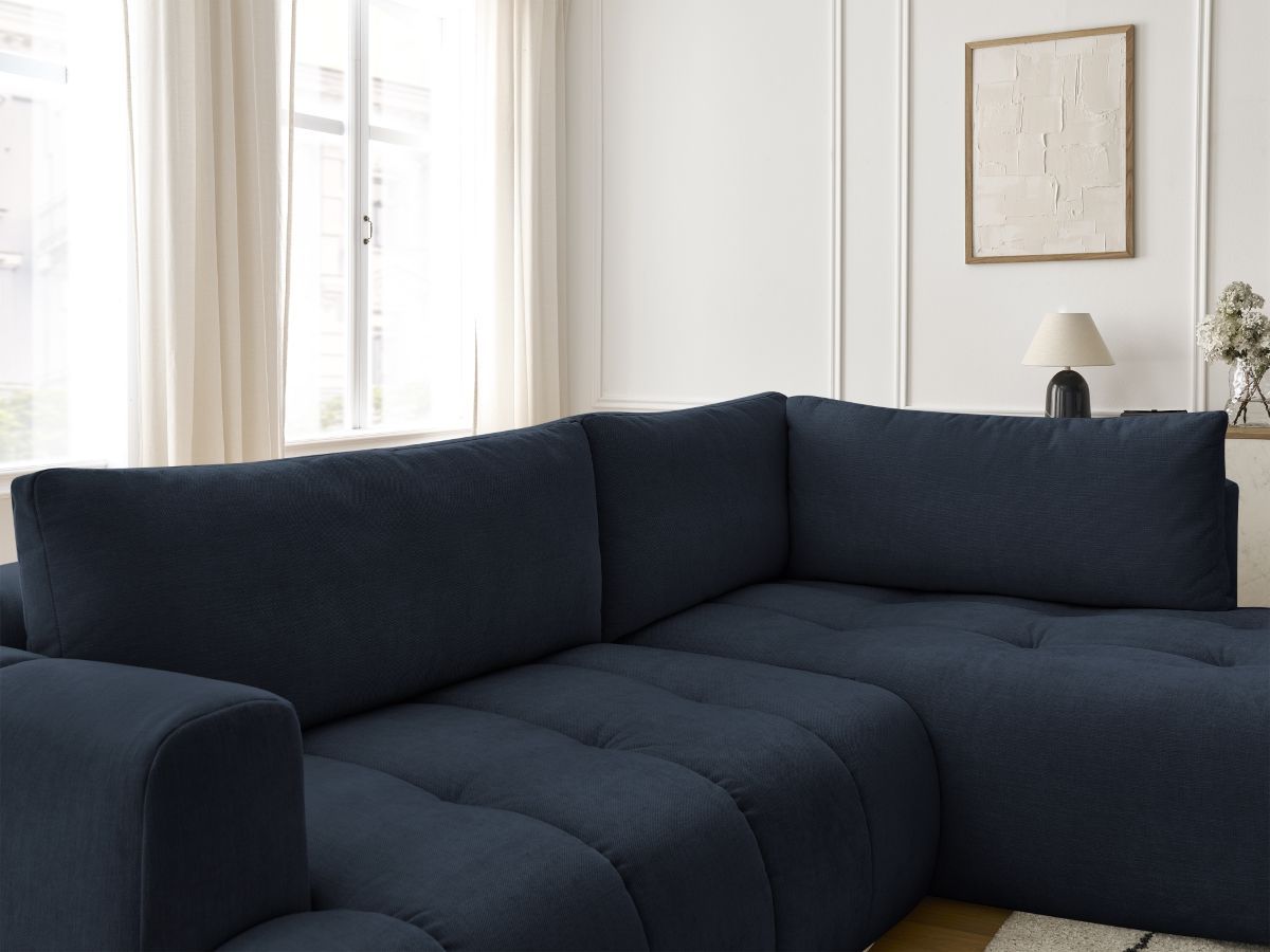 Canapé d'angle L convertible FUJI tissu lisse