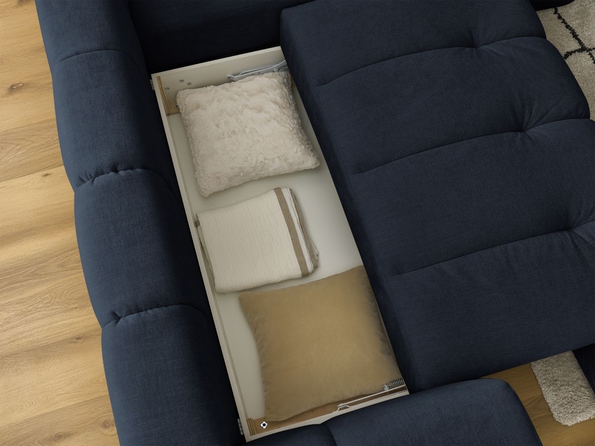 Canapé d'angle L convertible FUJI tissu lisse