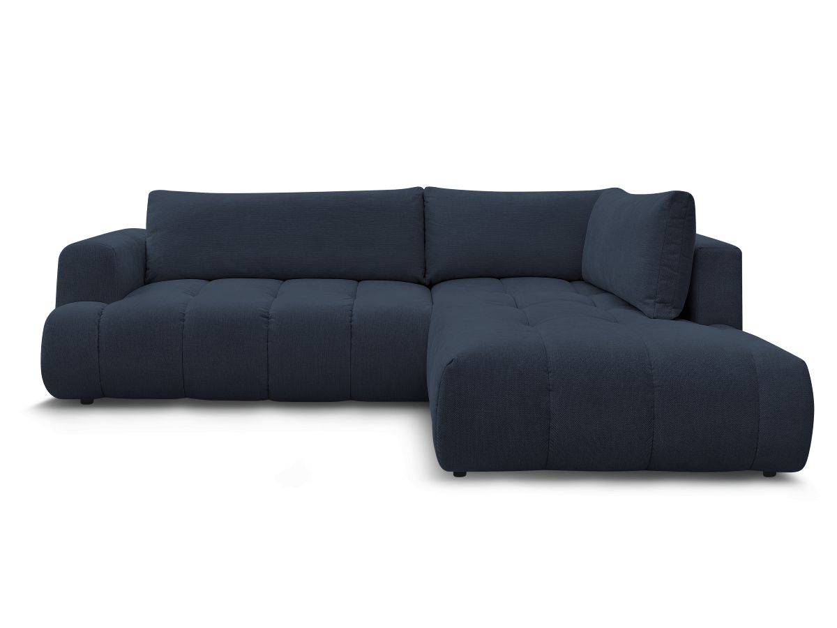 fuji converteerbare l-vormige hoekbank in gladde stof gekleurd donkerblauw