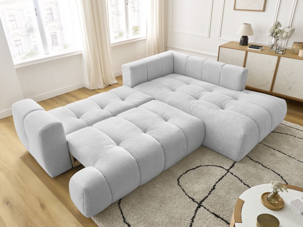 Canapé d'angle L convertible FUJI tissu lisse