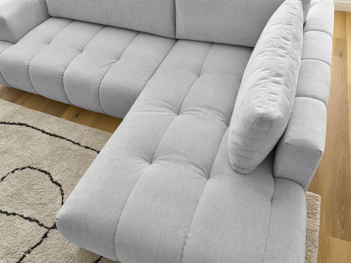 Canapé d'angle L convertible FUJI tissu lisse